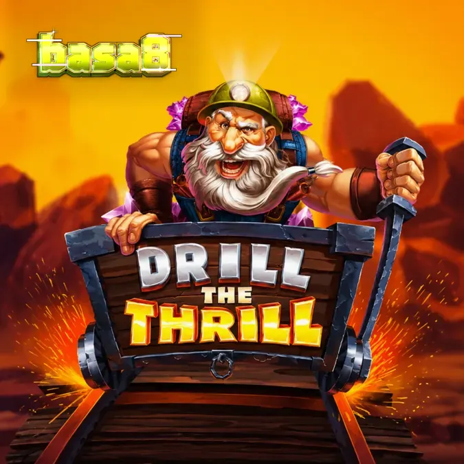 Drill the Thrill স্লট গেমের একটি দৃশ্য যেখানে খনি শ্রমিক এবং রিল দেখা যাচ্ছে